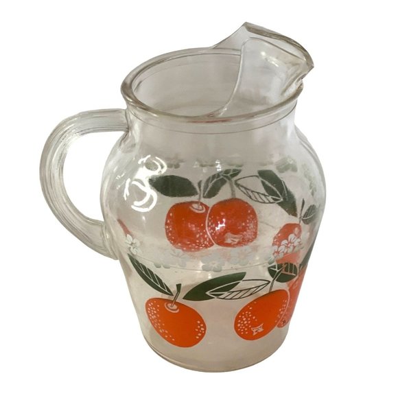 Vintage Orange Juice Pitcher MCM Libbey Glass 7.5" x 3.5" - Picture 2 of 13